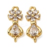 Brass Pave Clear Cubic Zirconia Flower Connector Charms KK-P308-43G-1