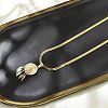 201 Stainless Steel Clear Cubic Zirconia Flat Round Virgin with Feather Pendant Necklaces NJEW-H055-04G-2