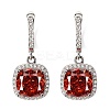 925 Sterling Silver Pave Cubic Zirconia Square Hoop Earrings EJEW-C150-01A-01-4