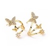 Clear Cubic Zirconia Butterfly Stud Earrings EJEW-C040-07G-1