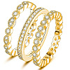 3Pcs 3 Styles Brass Micro Pave Clear Cubic Zirconia Finger Rings for Women FS-WG3CB6F-02-3