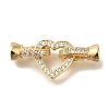 Brass Micro Pave Clear Cubic Zirconia Fold Over Clasps KK-K389-004G-1