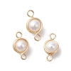 Natural Cultured Freshwater Pearl Copper Wire Wrapped Connector Charms PALLOY-JF02605-1