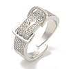 Rack Plating Brass Micro Pave Cubic Zirconia Belt Shape Open Cuff Rings for Women RJEW-F162-10P-1
