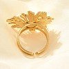 304 Stainless Steel Flower Open Cuff Rings for Women LS-STAS-Z108-04G-2