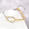 Duo Tone Brass Round Snake Chain Knot 2-Strand Bracelets for Women KK-CBA68DA-17C-GP-3
