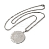 Non-Tarnish Flat Round 201 Stainless Steel Saint Michael Medal Pendant Necklaces for Women and Men LS-NJEW-F324-08P-2
