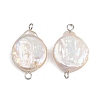 Natural Freshwater Pearl Keshi Pearl Flat Round Connector Charms STAS-D378-12P-1