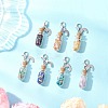 Chakra Natural & Synthetic Gemstone Chips inside Glass Wishing Bottle Pendant Decoration HJEW-JM03309-1