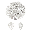 50Pcs Original Color Heart with Floral Pattern 304 Stainless Steel Slice Pendants STAS-UN0021-52P-1