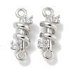 Rack Plating Brass Clear Cubic Zirconia Vortex Connector Charms KK-L224-069P-1