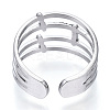304 Stainless Steel Four Line Open Cuff Ring RJEW-N040-07-3