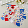 5 Pairs 5 Styles Nylon Glass Silk Socks for Women AJEW-CN0004-34-3