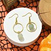 Natural Green Aventurine Pumpkin with Ring Dangle Earrings EJEW-JE05509-03-3