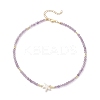 Summer Beach Natural Amethyst Round Beaded Necklaces NJEW-JN05262-03-4