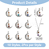 20Pcs 10 Styles Mixed Gemstone Chip Glass Bottle Pendants PALLOY-DC00006-2