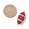 Handmade Glass Seed Beaded Rugby Pendants PALLOY-MZ00503-2