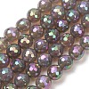 Electroplated Natural Agate Beads Strands G-B191-A07-8mm-03-2