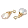 Wire Wrapped Pearl Teardrop Pendant Decorations KK-H445-05G-3