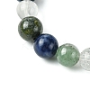 Natural Quartz Crystal &  Moss Agate & Dragon Blood Jasper & Sodalite Round Beaded Stretch Bracelets BJEW-JB10910-12-3