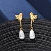 304 Stainless Steel Plastic Imitation Pearl Dangle Stud Earrings EJEW-Z118-06G-2