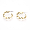 Semicircular Brass Stud Earrings EJEW-E196-12G-1