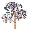 Natural Lapis Lazuli Chips with Brass Wrapped Wire Money Tree on Ceramic Vase Display Decorations DJEW-B007-02C-2