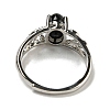 Oval Natural Dyed & Heated Black Agate Adjustable Rings RJEW-Q818-01P-06B-4