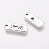 Tibetan Style Alloy Rectangle with Word Love Pendants TIBEP-Q043-069-RS-2
