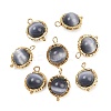 Rotatable Cat Eye Round Pendants KK-B157-37B-G-1