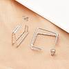 304 Stainless Steel Two-layer Square Stud Earrings EJEW-D339-02P-3