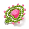 Glass Seed Beaded Heart with Rose Pendants PALLOY-MZ01030-5