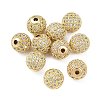 Round Brass Micro Pave Cubic Zirconia Beads LS-ZIRC-N016-01G-10mm-5