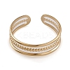 Ion Plating(IP) 304 Stainless Steel Triple Line Open Cuff Rings for Women RJEW-G285-73G-2