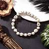 4Pcs 4 Colors Halloween Dyed Synthetic Turquoise Skull & Round Beaded Stretch Bracelet Sets for Men Women BJEW-JB12255-3