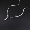 Rectangle 304 Stainless Steel Cubic Zirconia Snake Chain Pendant Necklaces FS-WGB1AC9-02-1