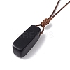 Natural Obsidian Nugget Pendant Necklace with Waxed Cord for Women NJEW-F306-01D-3