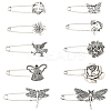 20Pcs 10 Styles Alloy Kilt Pins for Backpack Clothes JEWB-SC0001-79-1