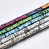 Electroplated Natural Lava Rock Beads Strands G-T114-76-1