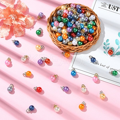 50Pcs 10 Colors ABS Plastic Imitation Pearl Charms KY-YW0001-84G-1