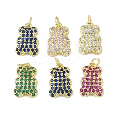 Brass Micro Pave Cubic Zirconia Pendants KK-P266-07G-1