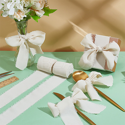 3 Rolls Cotton Frayed Ribbons OCOR-WH0045-08A-1