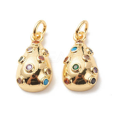 Brass Micro Pave Colorful Cubic Zirconia Pendants KK-G420-26G-1