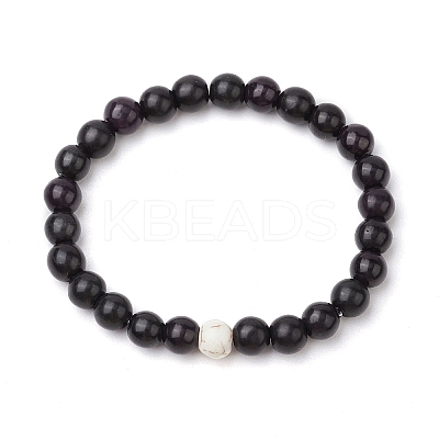 Synthetic Turquoise Beaded Stretch Bracelets for Women Men BJEW-JB11551-02-1