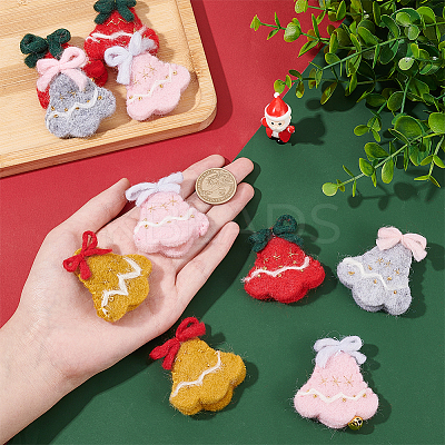8Pcs 4 Colors Wool Felt Craft Christmas Bell DIY-NB0008-88-1
