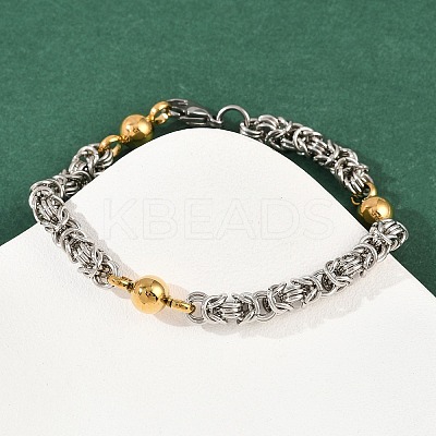 201 Stainless Steel Byzantine Chain Bracelets for Women BJEW-B143-11GP-1