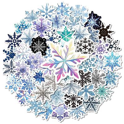 50Pcs Snowflake Paper Stickers DIY-P085-04-1
