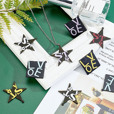 20Pcs 2 Style Spray Painted Cellulose Acetate(Resin) Pendants RESI-SC0002-02-1