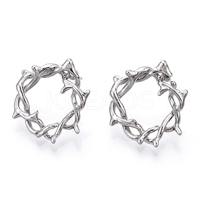 Rack Plating Alloy Wire Wrapped Ring Stud Earrings with 925 Sterling Silver Pins for Women EJEW-T013-03P-1