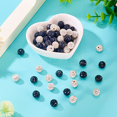 100Pcs 2 Colors Pave Disco Ball Beads RB-TA0001-28-1